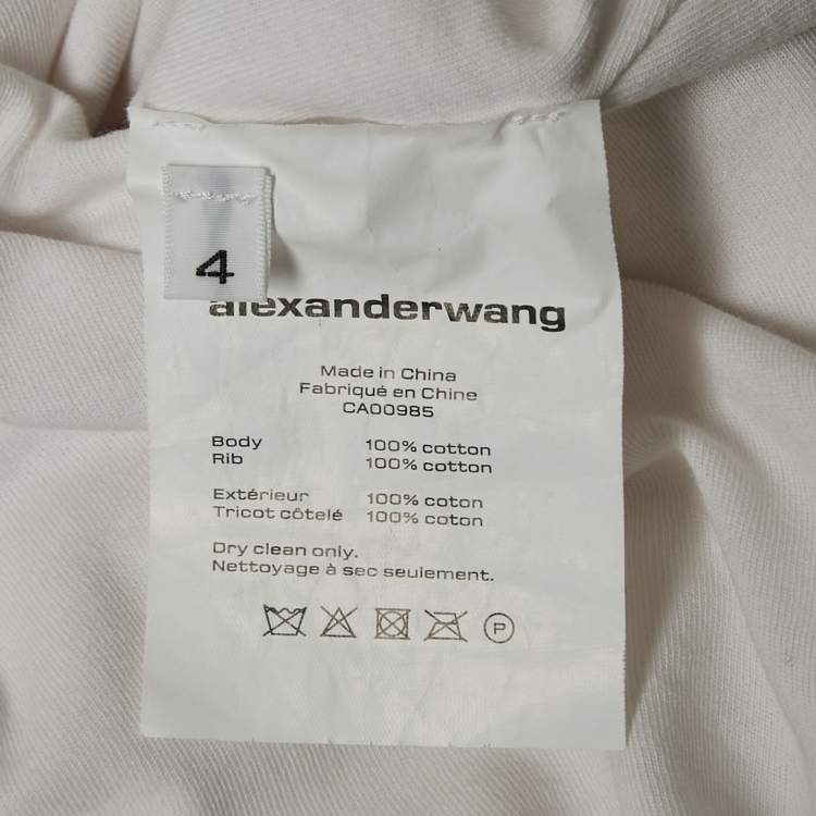 Pre Owned Alexander Wang White Jersey Draped Asymmetric Mini Dress S