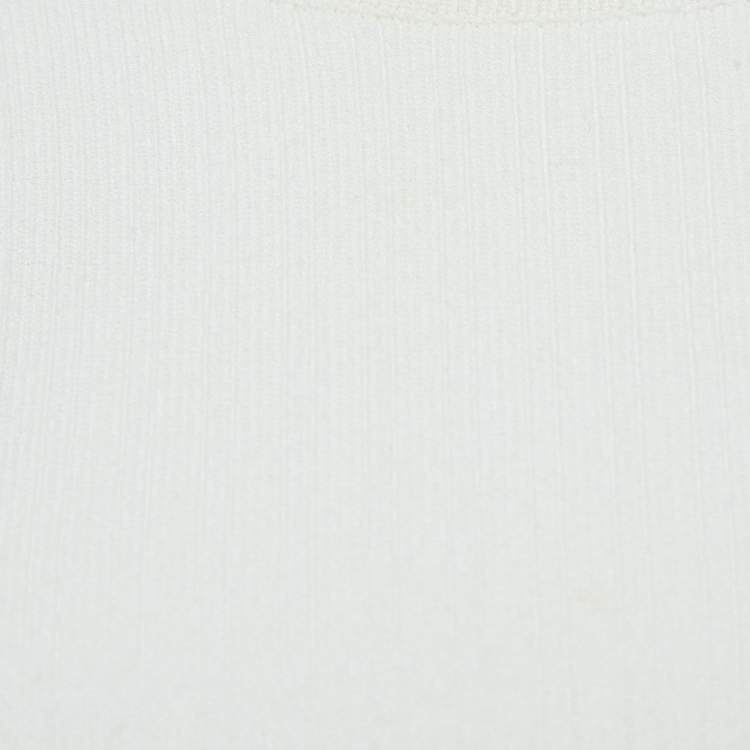 Pre Owned Alexander McQueen Off-White Jersey Cold Shoulder Top M