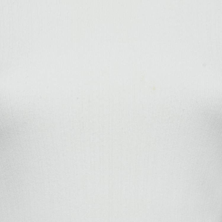 Pre Owned Alexander McQueen Off-White Jersey Cold Shoulder Top M