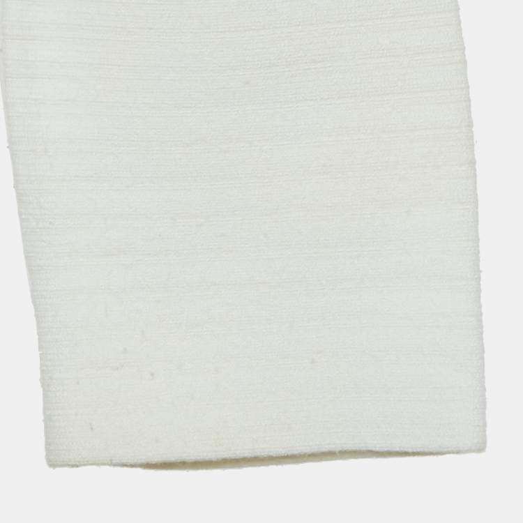 Pre Owned Alexander McQueen Off-White Jersey Cold Shoulder Top M