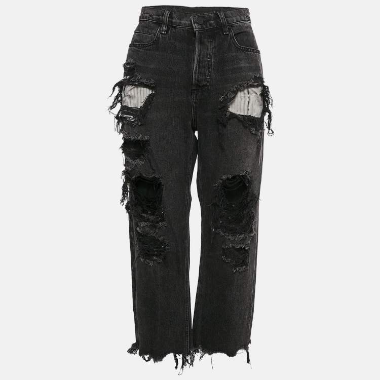 Pre Owned Denim X Alexander Wang Black Distressed Denim Rival Jeans M Waist 30"