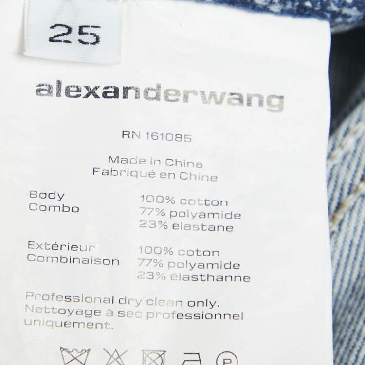 Pre Owned Alexander Wang Blue Denim Metal Logo Detail Straight Leg Jeans S Waist 25"