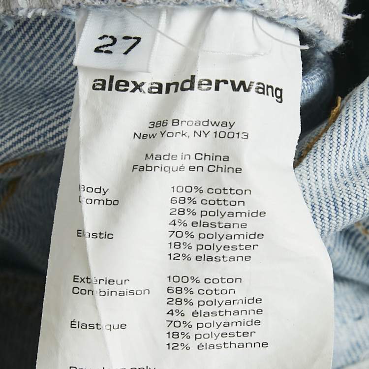Pre Owned Alexander Wang Blue Denim Waist Detail Straight Leg Jeans S Waist 27"