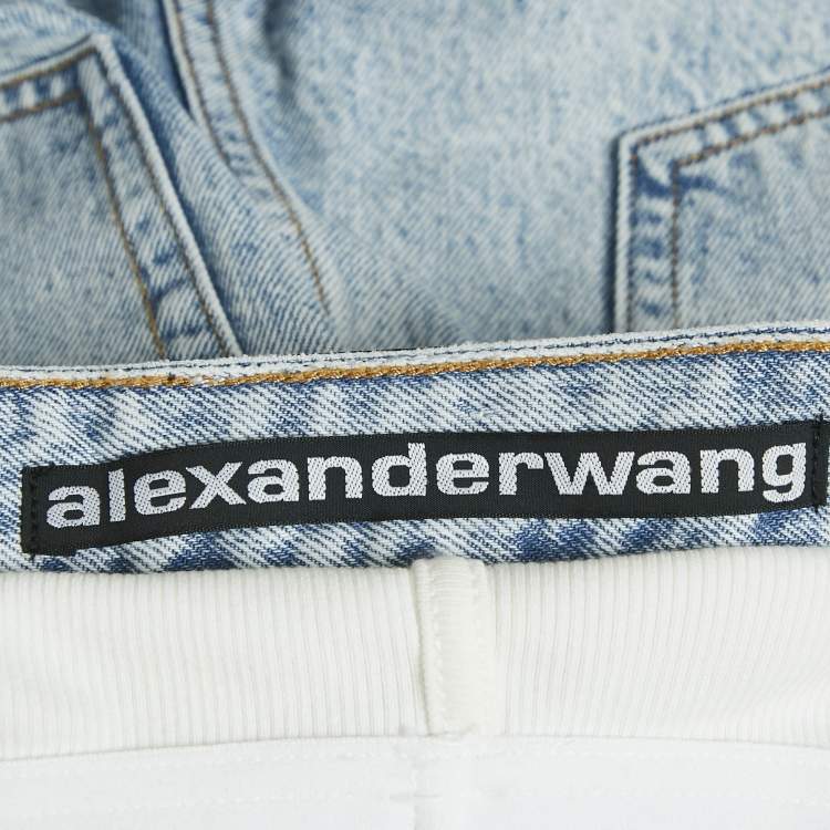 Pre Owned Alexander Wang Blue Denim Waist Detail Straight Leg Jeans S Waist 27"