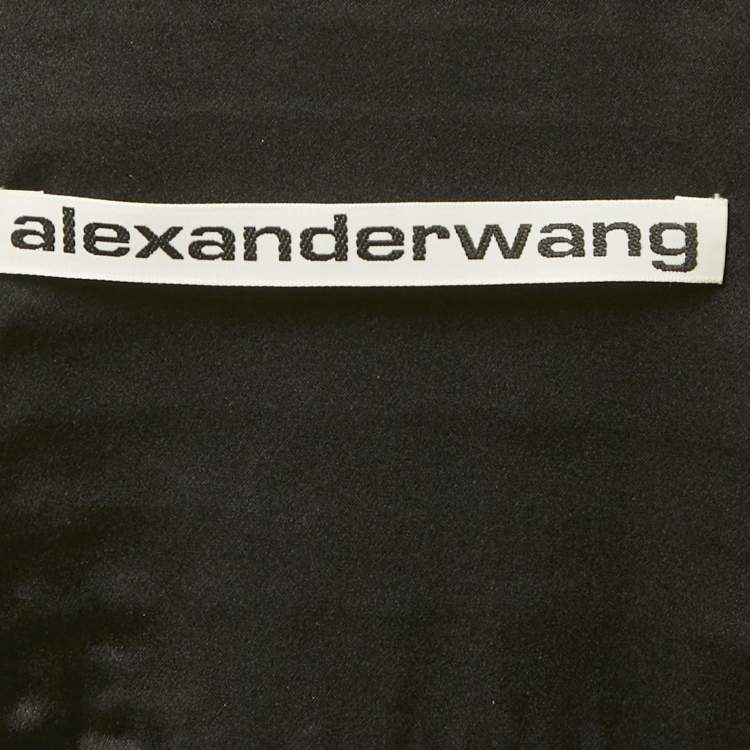 Pre Owned Alexander Wang  Black Embellished Striped Silk Satin Shirt S