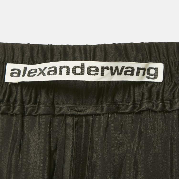 Pre Owned Alexander Wang Black Embellished Striped Satin Shorts L