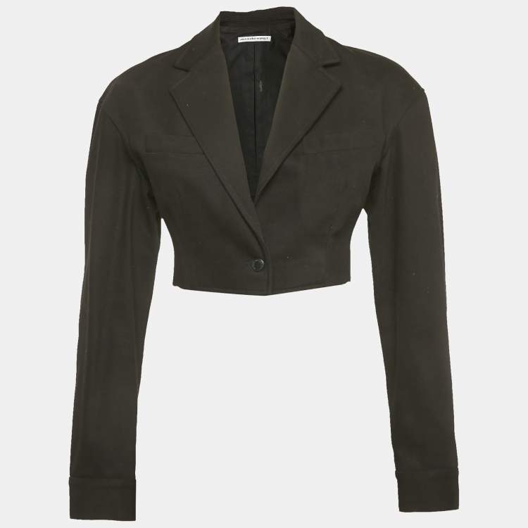 Pre Owned Alexander Wang Black Cotton Lapel Collar Cropped Jacket S
