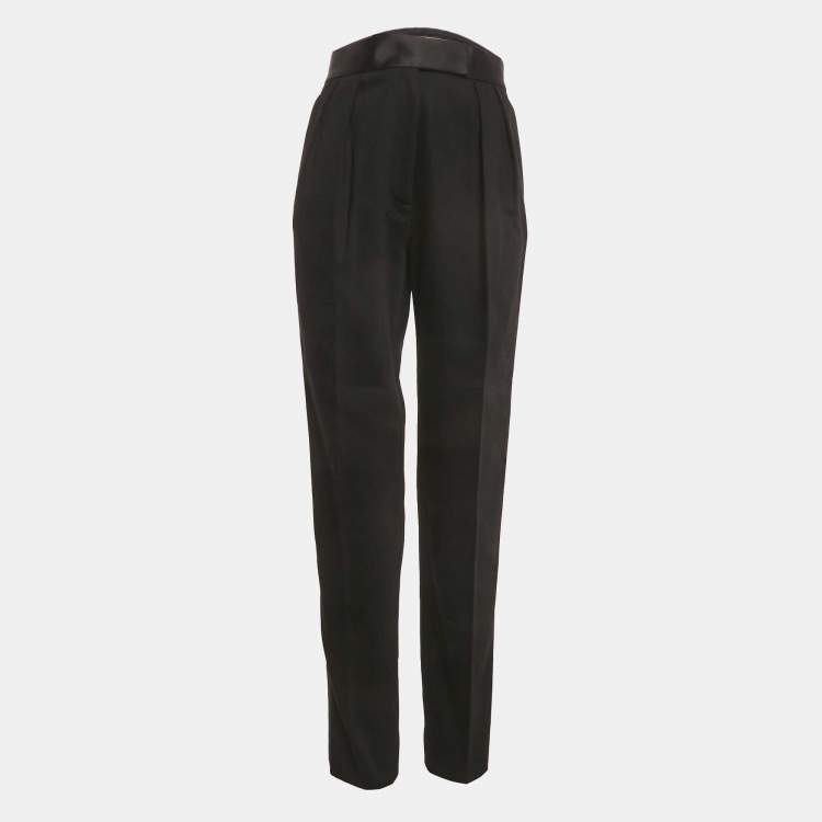Pre Owned Alexander Wang Black Cotton Side Trim Pleated Trouser S