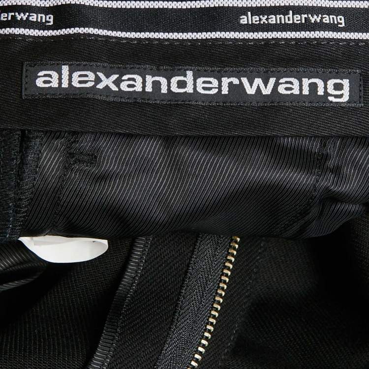 Pre Owned Alexander Wang Black Cotton Side Trim Pleated Trouser S