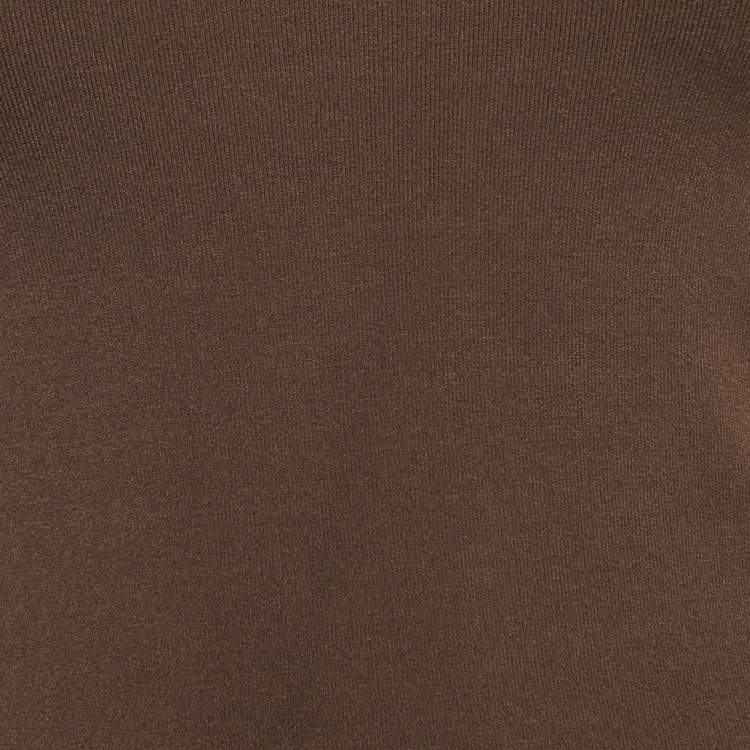 Pre Owned Alexander Wang.T Brown Logo Jacquard Neck Stretch Knit Top S
