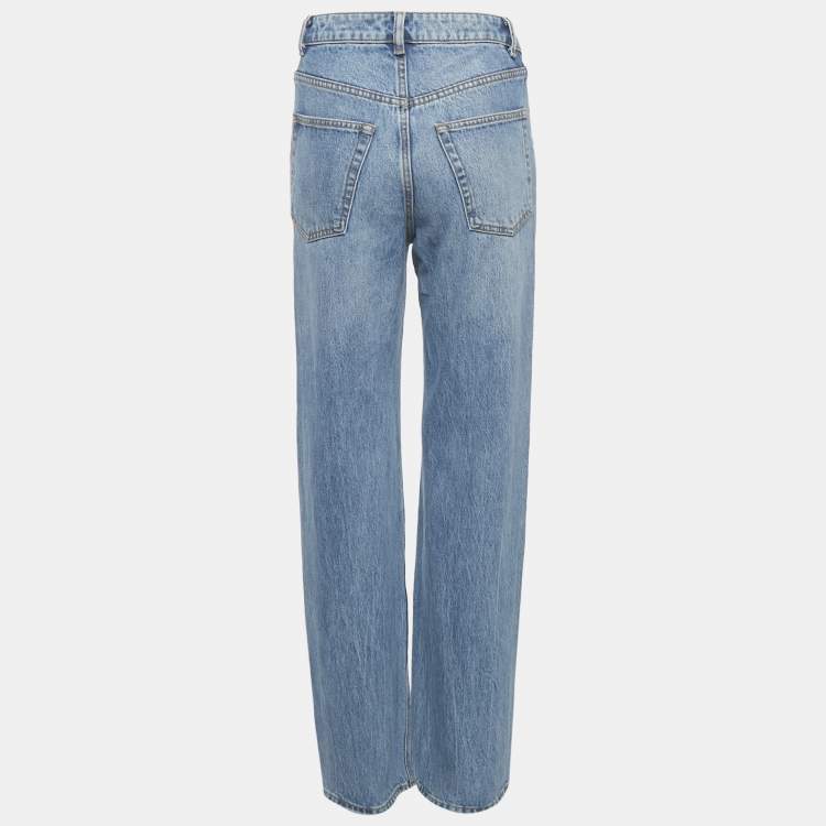 Pre Owned Alexander Wang Blue Denim Bikini Detail Straight Leg Jeans S Waist 25"