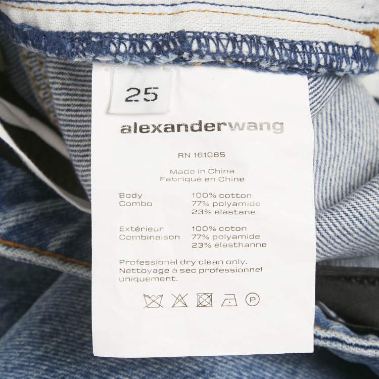 Pre Owned Alexander Wang Blue Denim Bikini Detail Straight Leg Jeans S Waist 25"