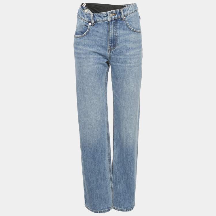 Pre Owned Alexander Wang Blue Denim Bikini Detail Straight Leg Jeans S Waist 25"
