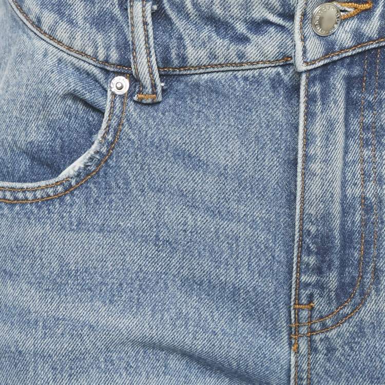 Pre Owned Alexander Wang Blue Denim Bikini Detail Straight Leg Jeans S Waist 25"