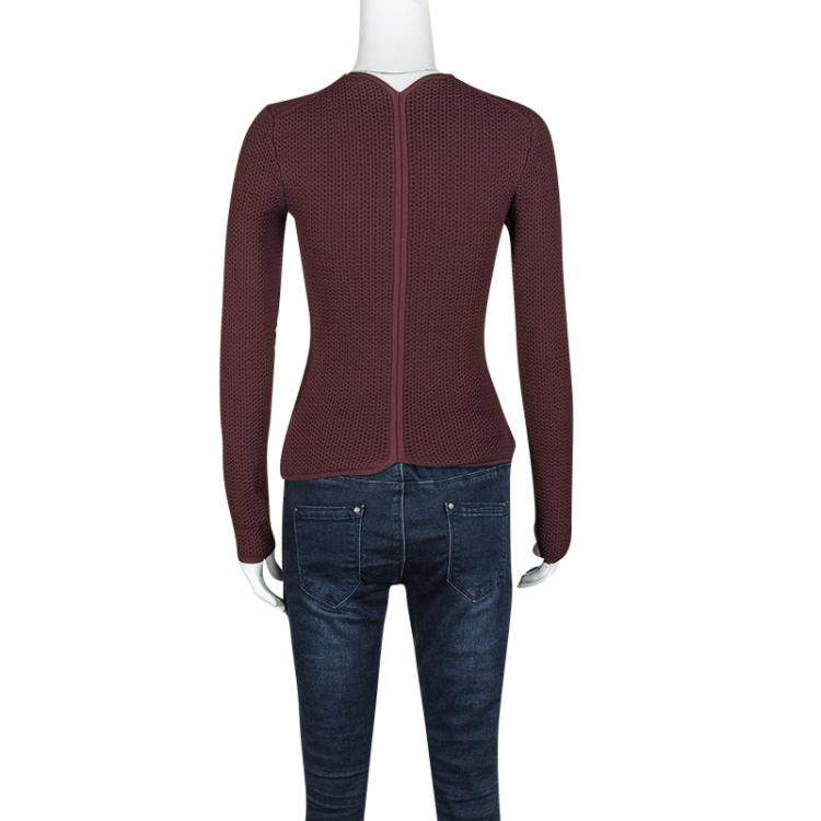 Alexander Wang Burgundy Textured Knit Fitted Sweater S