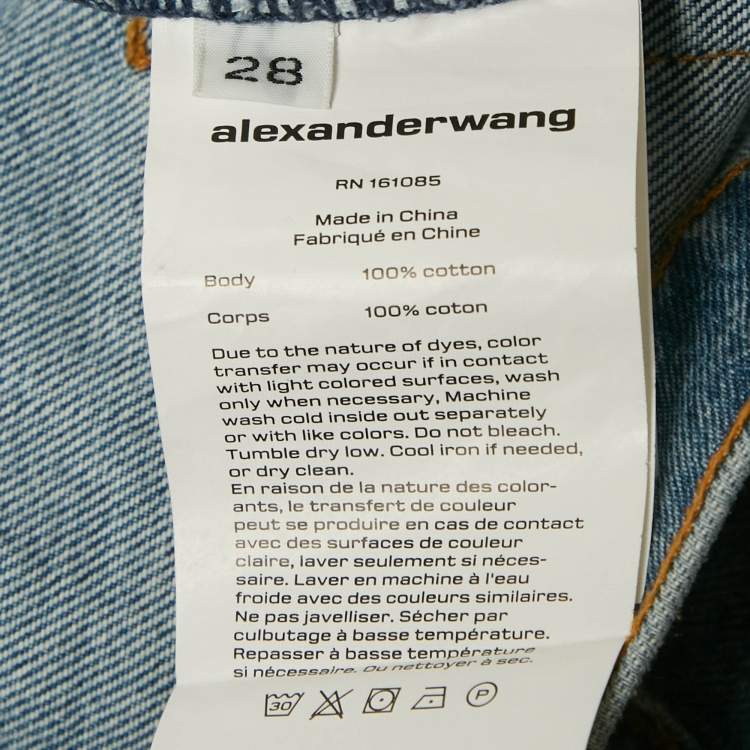 مملوكة مسبقًا Alexander Wang Blue Logo Embossed Denim Straight Leg Jeans M/Waist 29"