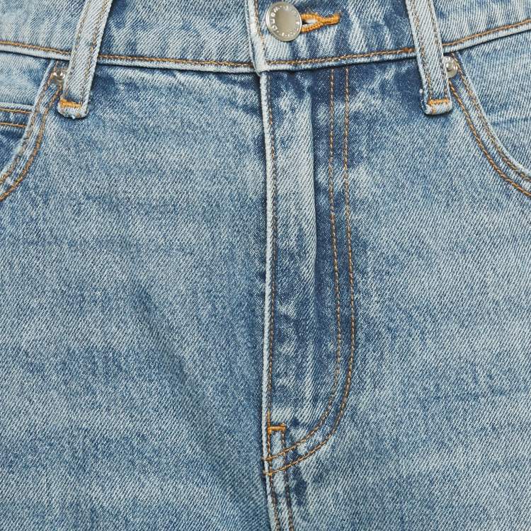 مملوكة مسبقًا Alexander Wang Blue Logo Embossed Denim Straight Leg Jeans M/Waist 29"