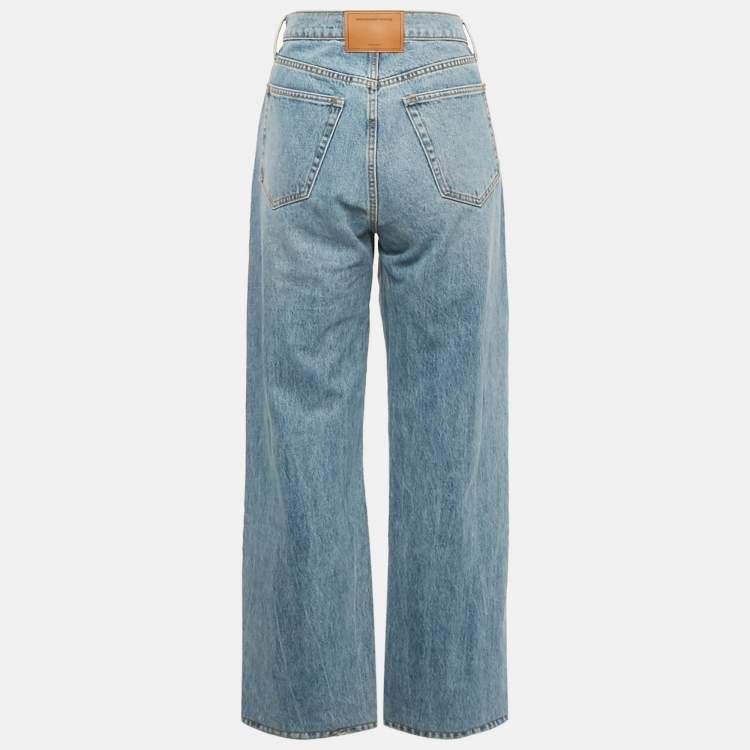 مملوكة مسبقًا Alexander Wang Blue Logo Embossed Denim Straight Leg Jeans M/Waist 29"