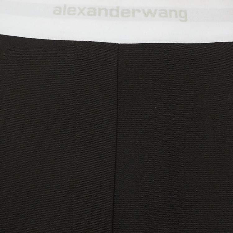 Pre Owned Alexander Wang Black Logo Band Detail Wool Trousers S