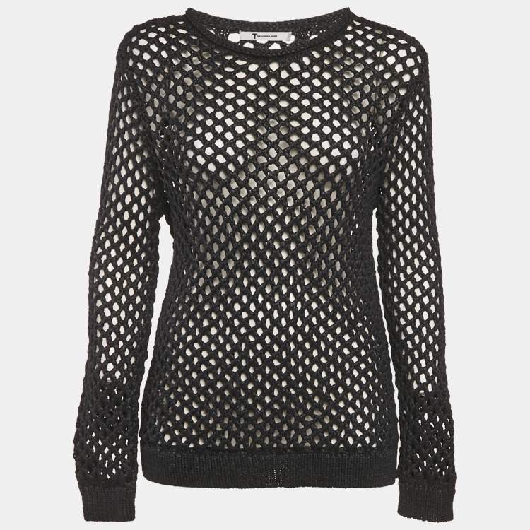 Pre Owned Alexander Wang Black Crochet Sheer Sweatshirt M