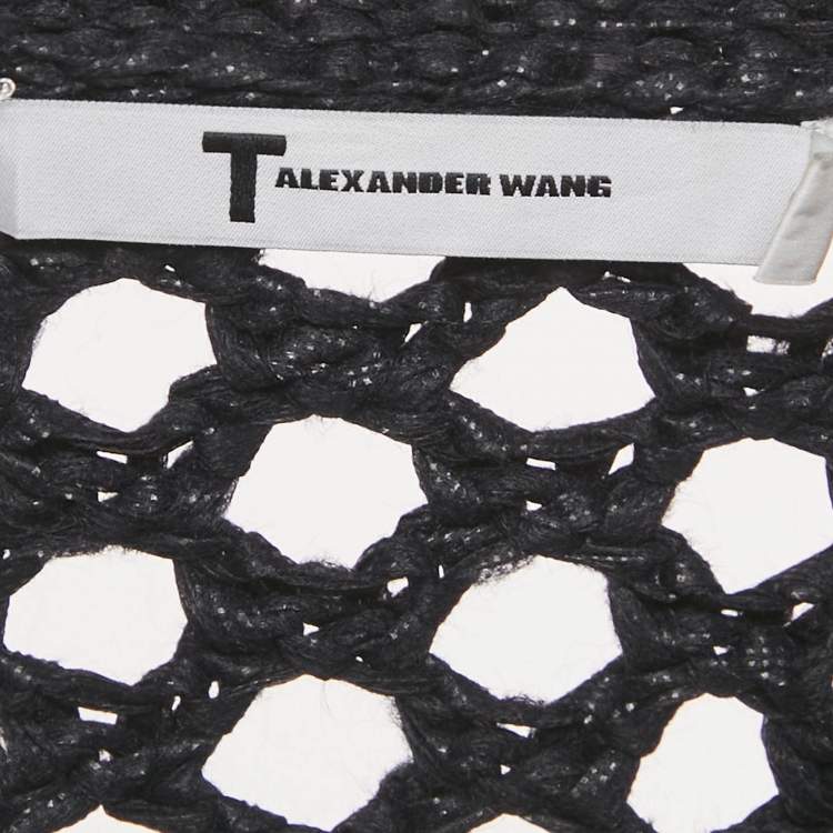Pre Owned Alexander Wang Black Crochet Sheer Sweatshirt M