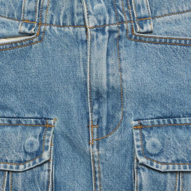 Pre Owned Alexander Wang Blue Denim Cargo Mini Skirt S Waist 24"