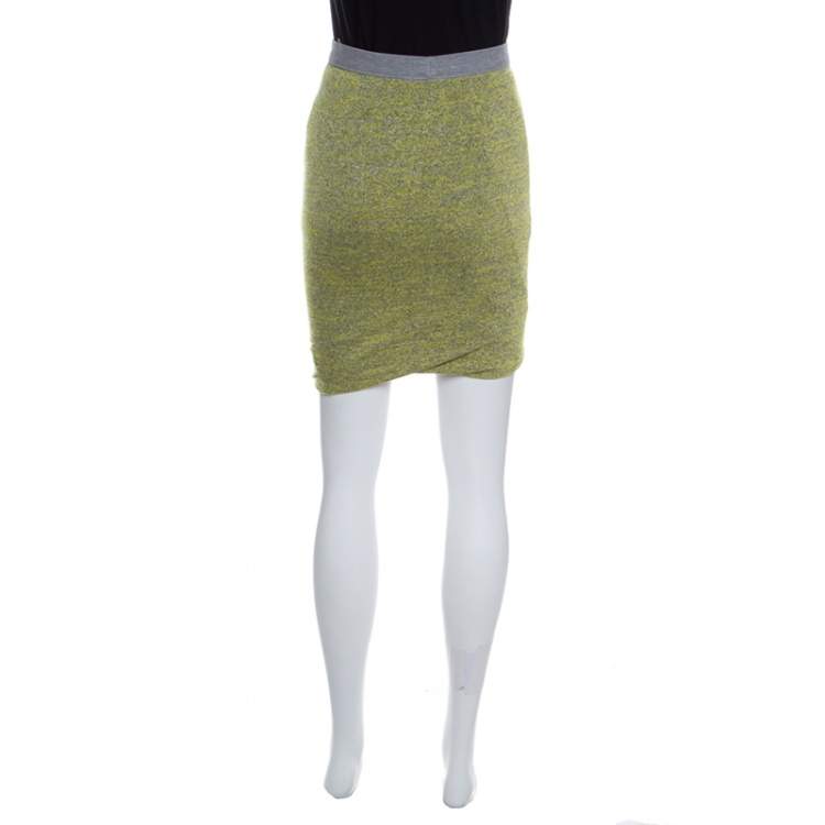 Pre Owned T by Alexander Wang Yellow and Grey Melange Knit Tube Skirt XS