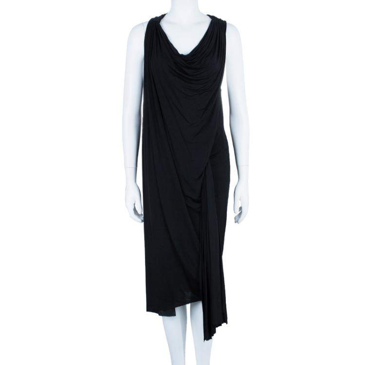 Pre Owned Alexander Wang Black Draped Neck Jersey Maxi Dress S