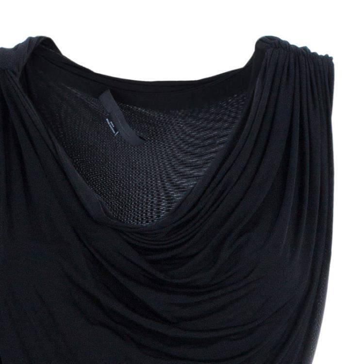 Pre Owned Alexander Wang Black Draped Neck Jersey Maxi Dress S
