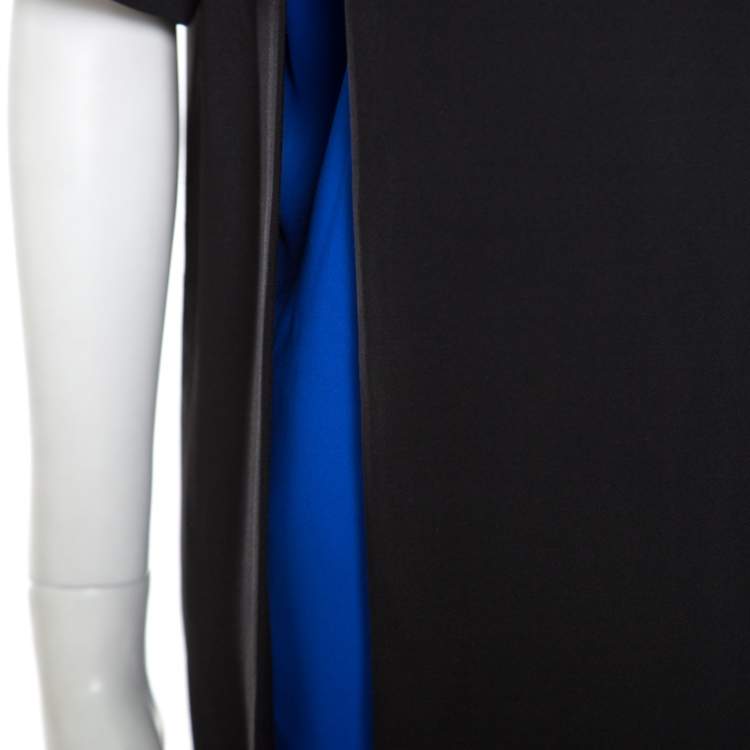 Pre Owned Alexander Wang Black and Blue Crepe Contrast Layered Tunic S