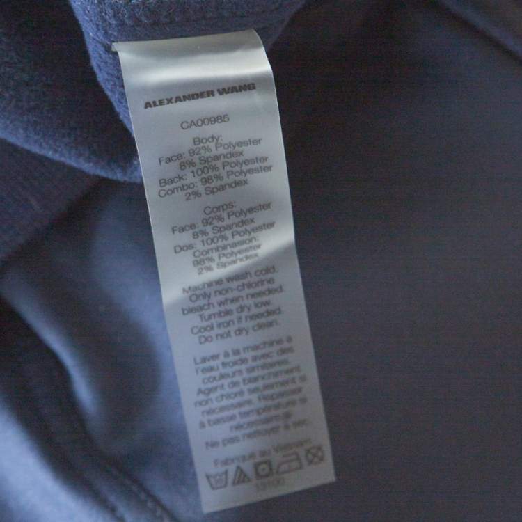 Pre Owned T By Alexander Wang Navy Blue Neoprene Fleece Lined Oversized Cropped Sweatshirt XS