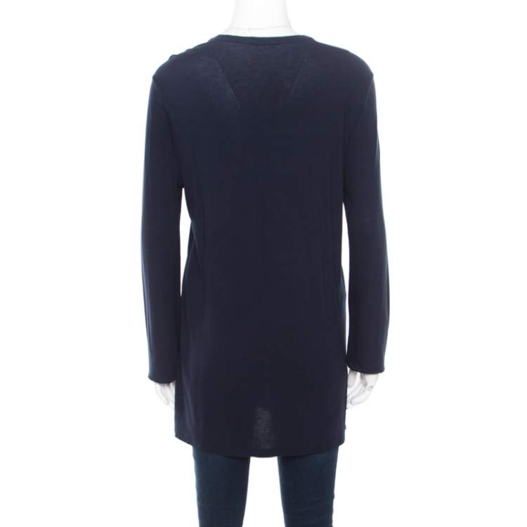 Pre Owned T By Alexander Wang Navy Blue Jersey Long Sleeve Top L