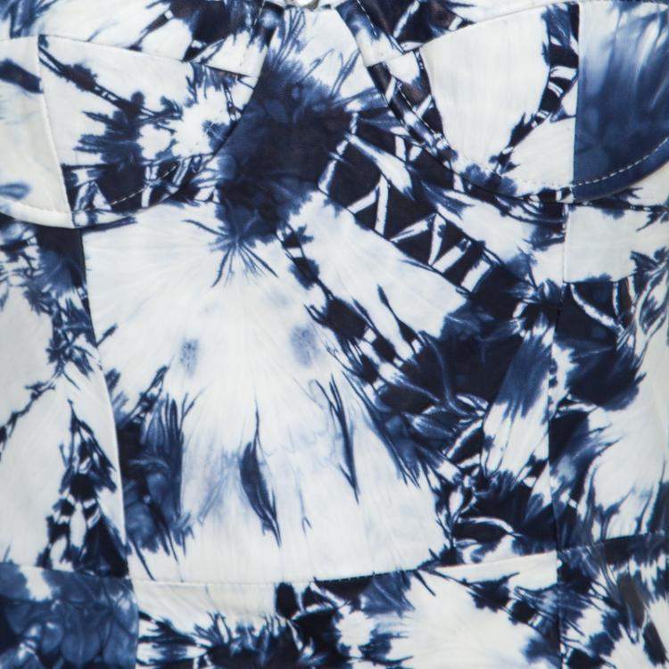 Pre Owned Alexander Wang White and Blue Tie-Dye Leather Sleeveless Bustier Dress XS