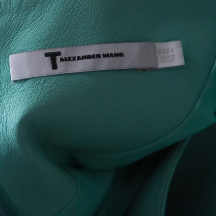 Pre Owned T By Alexander Wang Green Leather Boxy Fit Top S 