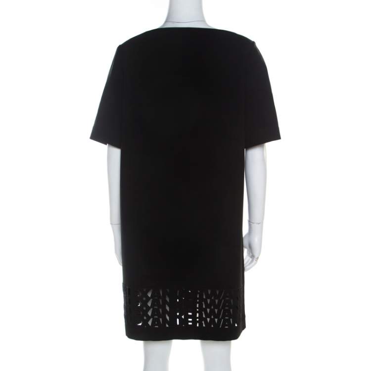 مملوكة مسبقًا Alexander Wang Black Logo Cut Out Detail Shift Dress S