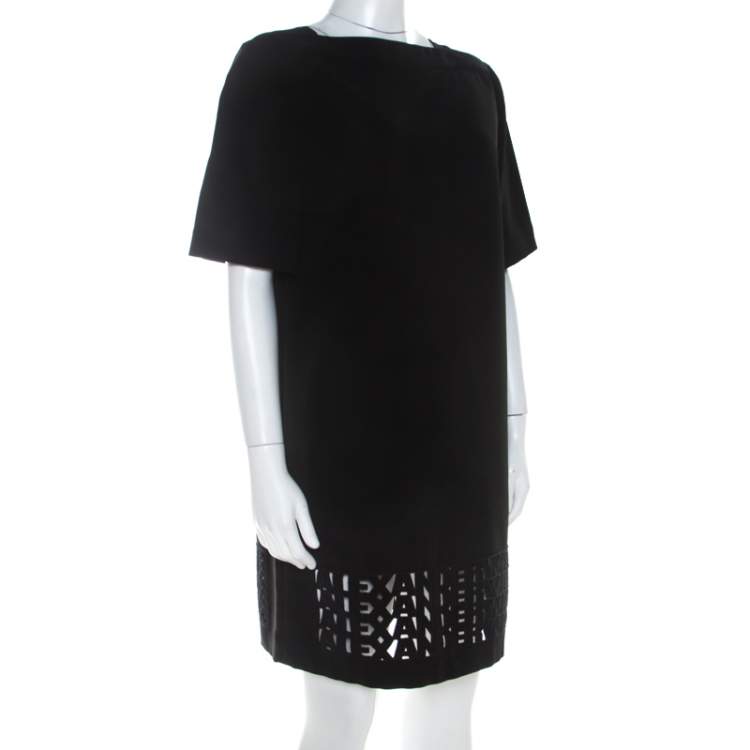 مملوكة مسبقًا Alexander Wang Black Logo Cut Out Detail Shift Dress S