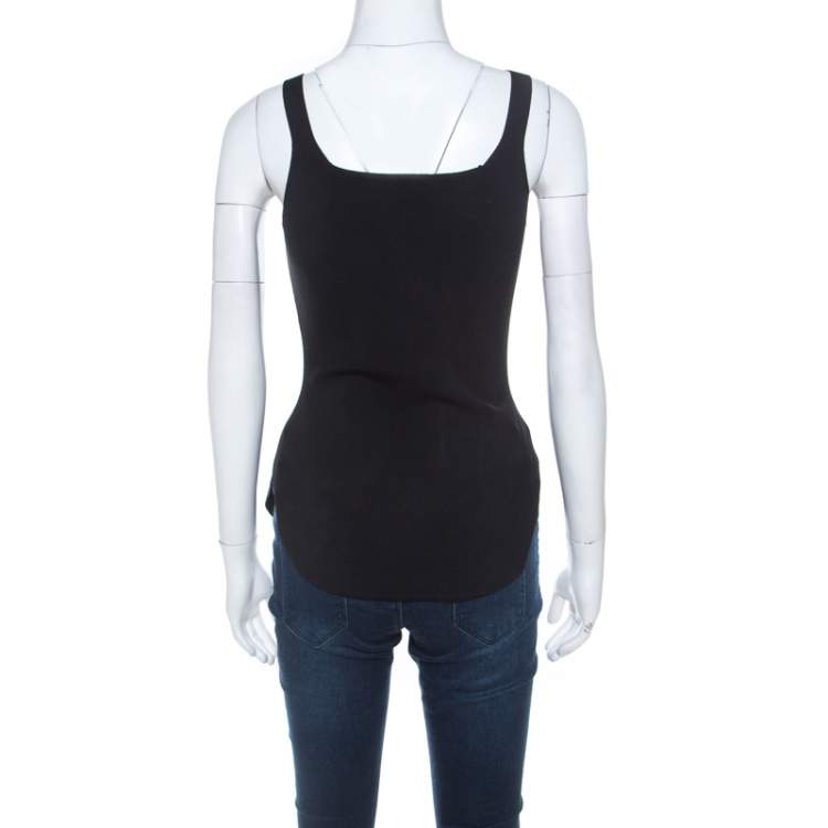 Pre Owned Alexander Wang Black Knit Sleeveless Curved Hem Top S 
