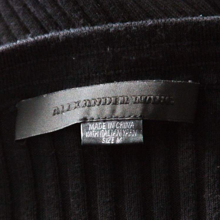 Pre Owned Alexander Wang Black Ribbed Knit Short Sleeve Dress M 