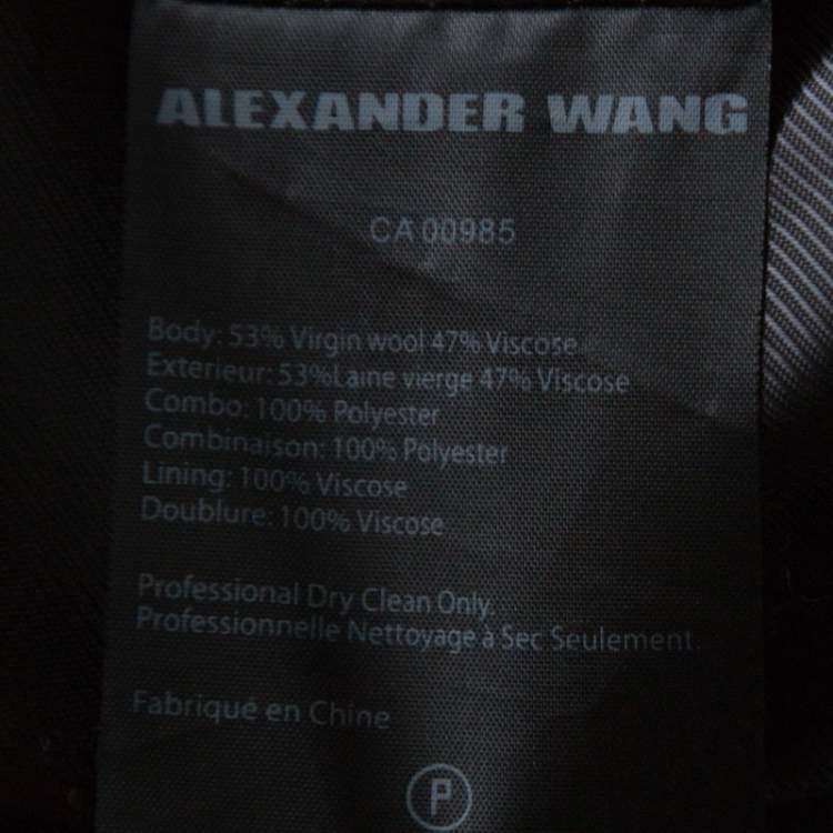 Pre Owned Alexander Wang Black Wool Blend Satin Detail Sleeveless Jacket M