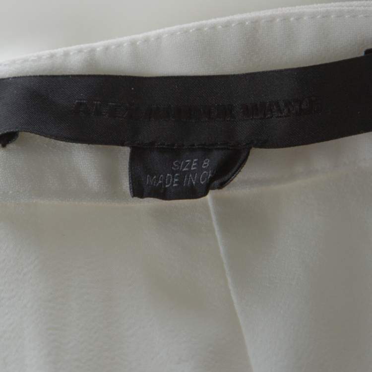 Pre Owned Alexander Wang White Crepe Drawstring Detail Tapered Trousers M