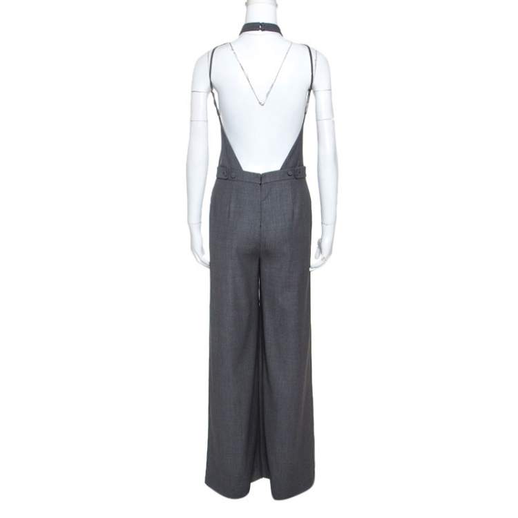 Pre Owned Alexander Wang Grey Wool Backless Jumpsuit S
