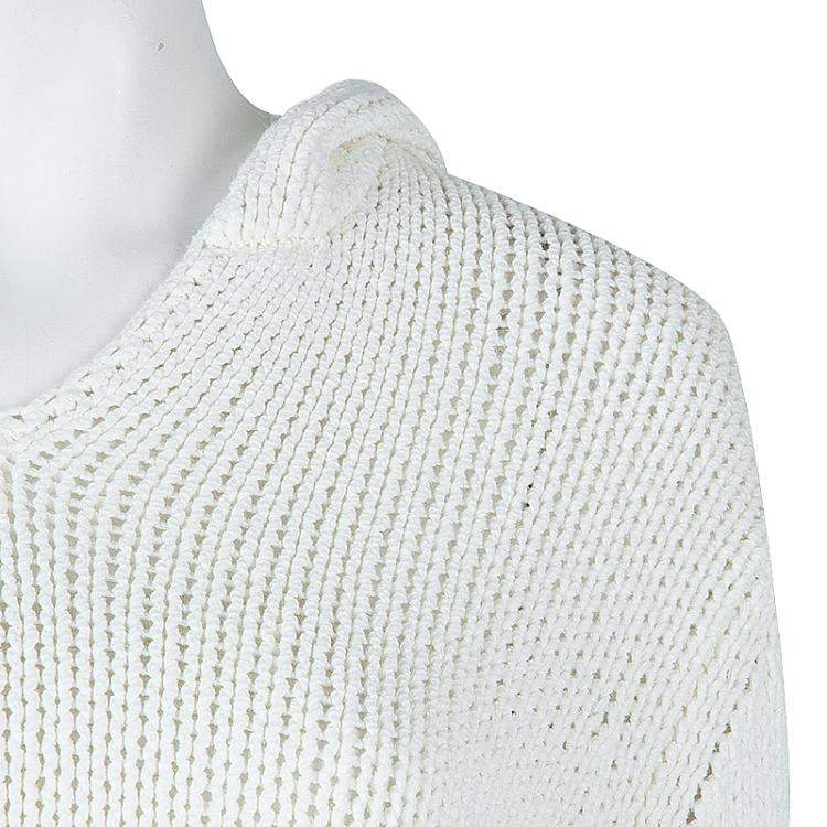 Pre Owned T Alexander Wang White Knit Cropped Hoodie M