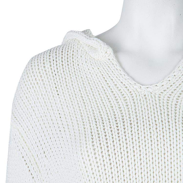 Pre Owned T Alexander Wang White Knit Cropped Hoodie M