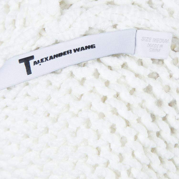 Pre Owned T Alexander Wang White Knit Cropped Hoodie M