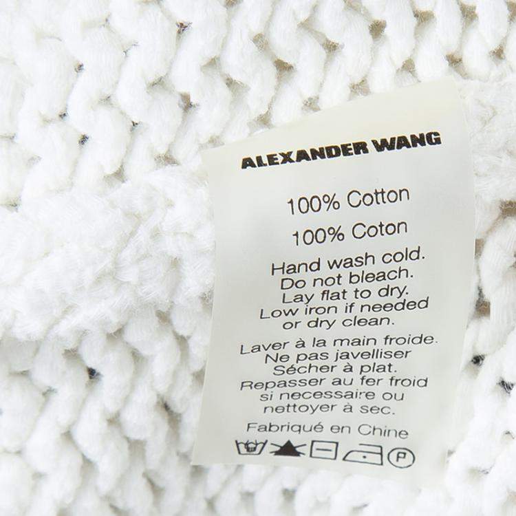 Pre Owned T Alexander Wang White Knit Cropped Hoodie M