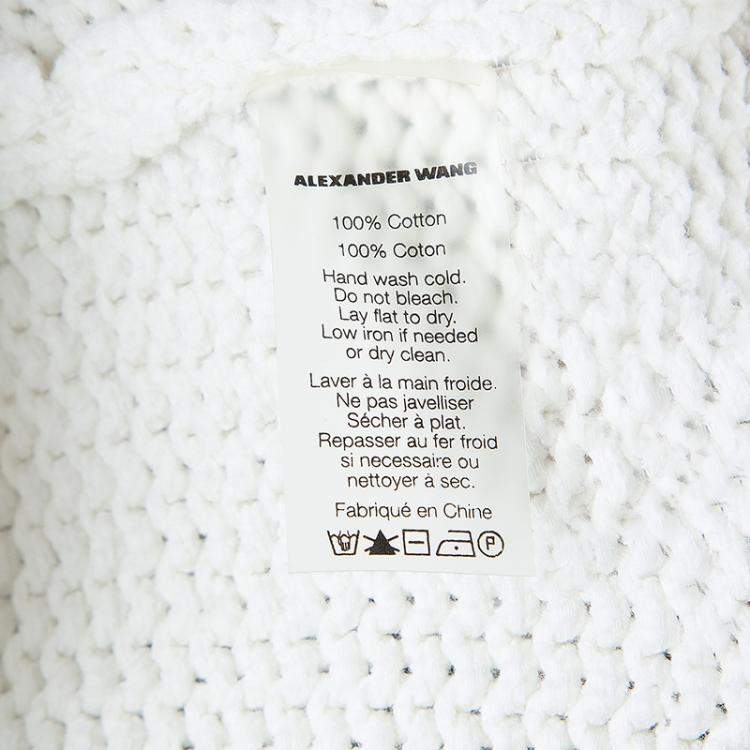 Pre Owned T Alexander Wang White Knit Cropped Hoodie M