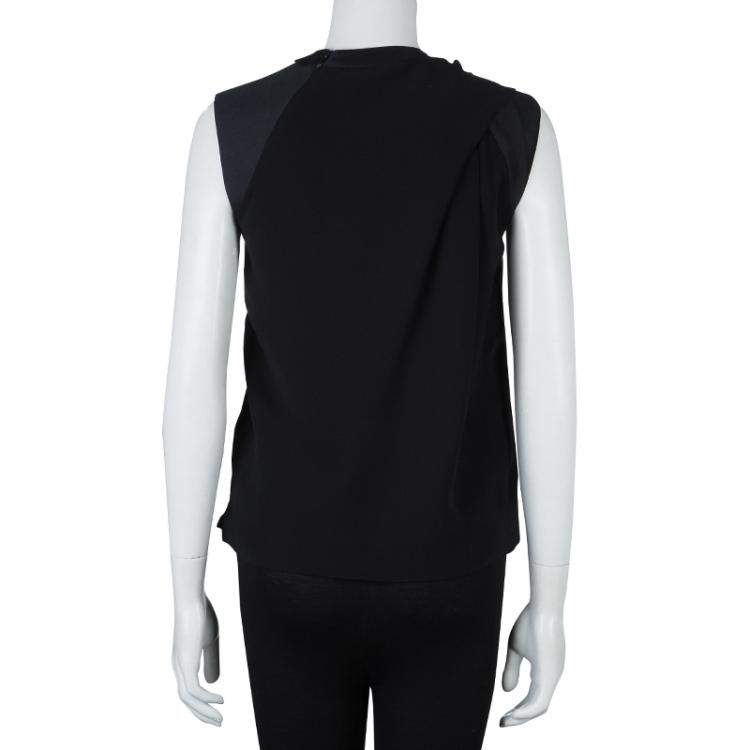 Pre Owned Alexander Wang Black Asymmetric Pleat Detail Sleeveless Top XS