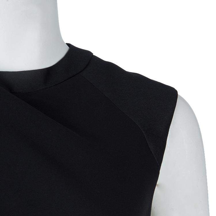 Pre Owned Alexander Wang Black Asymmetric Pleat Detail Sleeveless Top XS