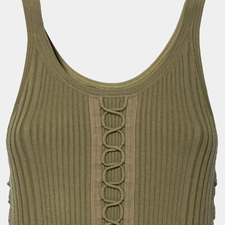 Pre Owned Alexander Wang Olive Green Rib Knit Sleeveless Dress M