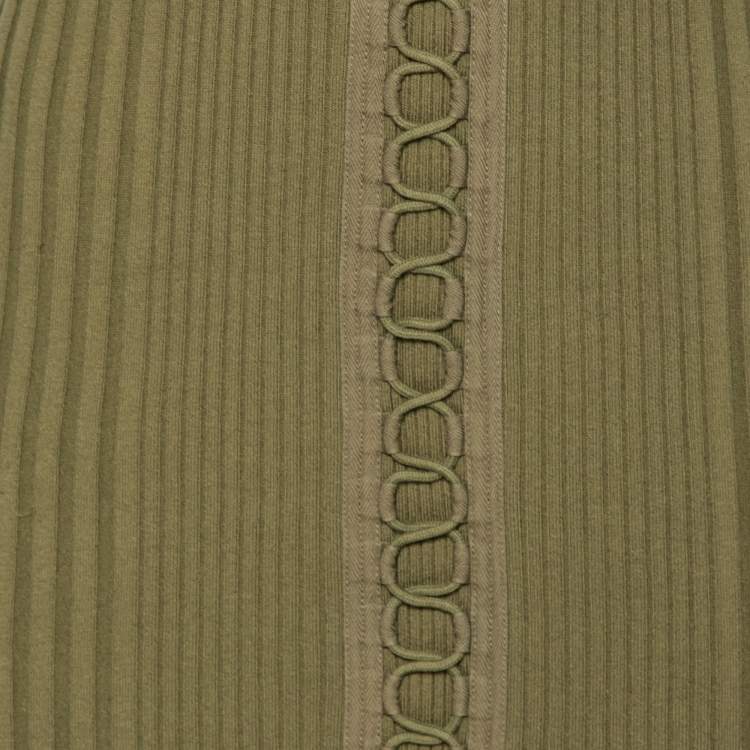 Pre Owned Alexander Wang Olive Green Rib Knit Sleeveless Dress M